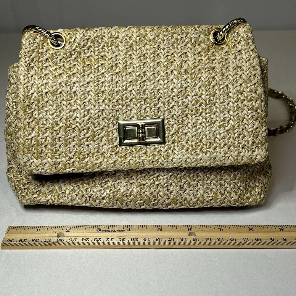 Straw Clutch Evening Handbag for Women Woven Straw Dumpling Bag Summer Khaki‎